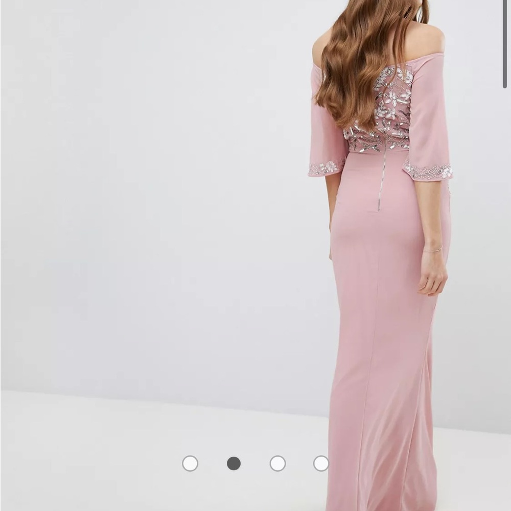 ASOS Embellished Bardot Maxi Dress With Fluted Sleeves - Picture 2 of 4